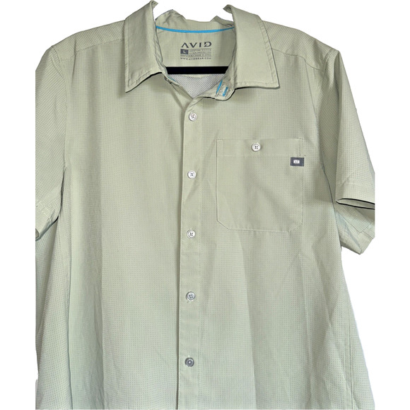 Avid Men's Fishing Shirt Short Sleeve Vented Button Up Sage‎ Green Size Large L - Picture 6 of 13